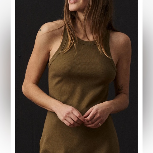 Buck Mason Surplus Rib Tank Maxi Dress Arbor Green S - Picture 4 of 9